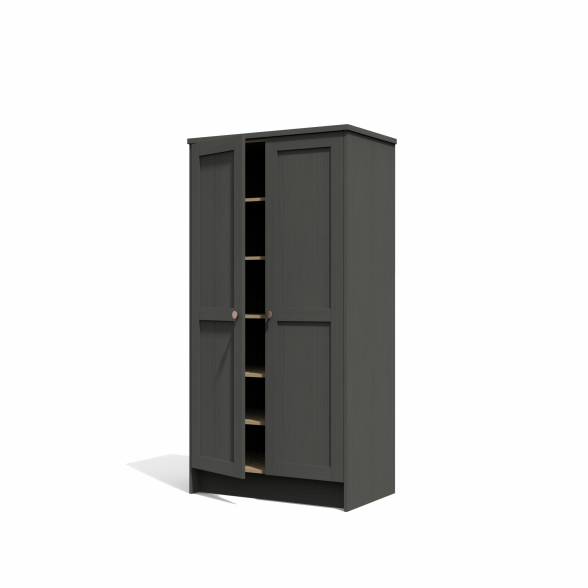 Wardrobe with adjustable shelves and a clothing rack 