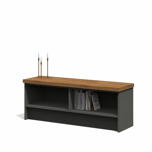 Bench with open storage